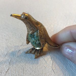 Adorable penguin brooch with Stone Brlly